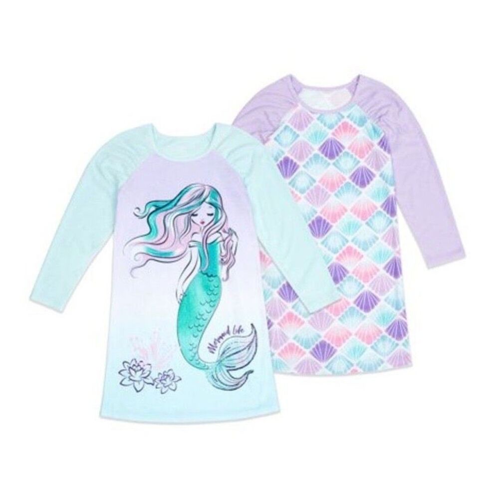Girls Fleece Long Sleeve Nightgown pajama bundle 2-Pack size small 6-6x